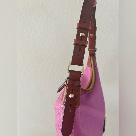 Dooney & Bourke Pebbled Leather Shoulder Bag – Pink with Brown Trim- LIKE NEW - Picture 9 of 14